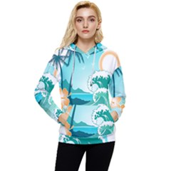 Paradise Heaven Holiday Beach Orange Ocean Women s Lightweight Drawstring Hoodie