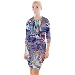 Abstract Cross Currents Quarter Sleeve Hood Bodycon Dress