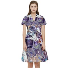 Abstract Cross Currents Short Sleeve Waist Detail Dress