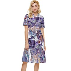Abstract Cross Currents Button Top Knee Length Dress