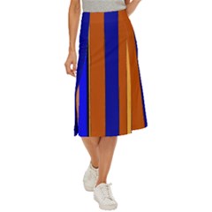 Abstract Blue And Orange 930 Midi Panel Skirt