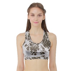 Botanical Motif Drawing Design Sports Bra With Border