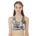 Botanical Motif Drawing Design Sports Bra with Border View1