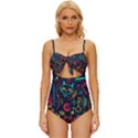 Sketch graphic illustration Knot Front One-Piece Swimsuit View1