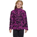 Pink And Black Logo Illustration Kids  Puffer Bubble Jacket Coat View1