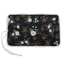 Black And White Floral Textile Digital Art Abstract Pattern Pen Storage Case (s) by danenraven