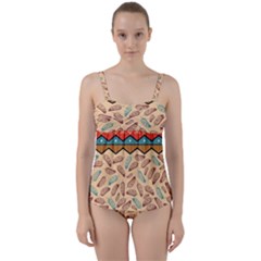 Ethnic Tribal Pattern Background Twist Front Tankini Set