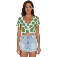 Kermit The Frog Pattern V-neck Crop Top
