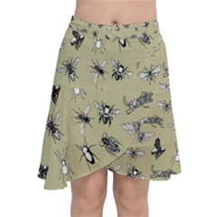 Insects Pattern Chiffon Wrap Front Skirt