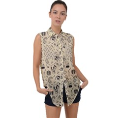 Halloween  Sleeveless Chiffon Button Shirt