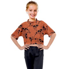 Skull Pattern Kids Mock Neck Tee