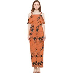 Skull Pattern Draped Sleeveless Chiffon Jumpsuit