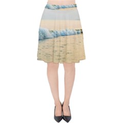 Sea Beach Ocean Sunset Sky Nature Coast Water Velvet High Waist Skirt