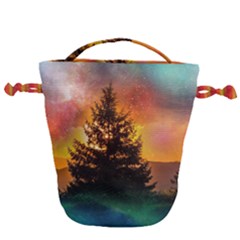 Tree Nature Landscape Fantasy Magical Cosmic Drawstring Bucket Bag
