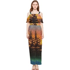 Tree Nature Landscape Fantasy Magical Cosmic Draped Sleeveless Chiffon Jumpsuit