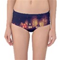 Night Houses River Bokeh Leaves Fall Autumn Mid-Waist Bikini Bottoms View1