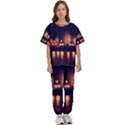 Night Houses River Bokeh Leaves Fall Autumn Kids  Tee and Pants Sports Set View1