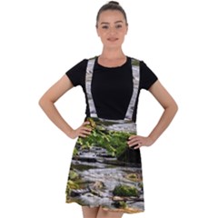 Bach Water Landscape Nature Forest Summer Sun Velvet Suspender Skater Skirt