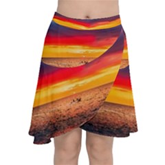 Denmark Sunset Dusk Sky Clouds Sea Ocean Water Chiffon Wrap Front Skirt