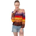 Denmark Sunset Dusk Sky Clouds Sea Ocean Water Banded Bottom Chiffon Top View1