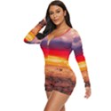 Denmark Sunset Dusk Sky Clouds Sea Ocean Water Long Sleeve Boyleg Swimsuit View2