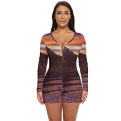 Sunset Island Tropical Sea Ocean Water Travel Long Sleeve Boyleg Swimsuit