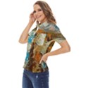 Abstract Mountains Landscape Tabloid Texture Women s Short Sleeve Double Pocket Shirt View3
