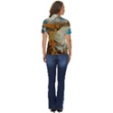 Abstract Mountains Landscape Tabloid Texture Women s Short Sleeve Double Pocket Shirt View4