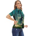 Magical Forest Forest Painting Fantasy Women s Short Sleeve Double Pocket Shirt View2