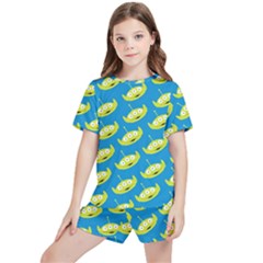 Pattern Aliens Kids  Tee And Sports Shorts Set