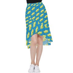 Pattern Aliens Frill Hi Low Chiffon Skirt