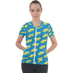 Pattern Aliens Short Sleeve Zip Up Jacket