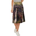 Waterfall Cascade Mountains Cliffs Northern Lights Midi Panel Skirt View1