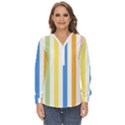 Striped Zip Up Long Sleeve Blouse View1