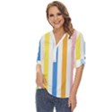 Striped Zip Up Long Sleeve Blouse View2