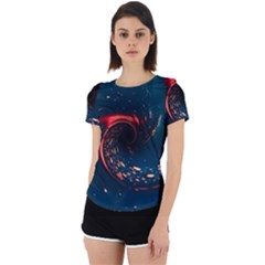 Fluid Swirl Spiral Twist Liquid Abstract Pattern Back Cut Out Sport Tee