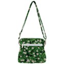 Daisies Clovers Lawn Digital Drawing Background Zipper Messenger Bag View3