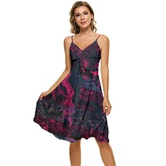 Granite Glitch Sleeveless Tie Front Chiffon Dress