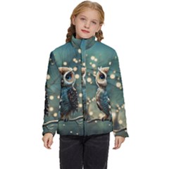 Owl Bird Bird Of Prey Ornithology Animal Kids  Puffer Bubble Jacket Coat