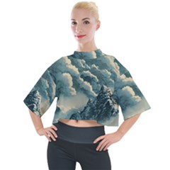 Mountains Alps Nature Clouds Sky Fresh Air Mock Neck Tee