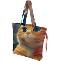 Cute Cat Cat Feline 3d Drawstring Tote Bag