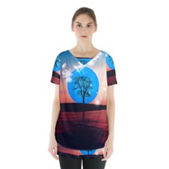 Surreal Fantasy Abstract Art Creativity Horizon Skirt Hem Sports Top