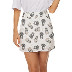 Cute Seamless Pattern With Koala Panda Bear Mini Front Wrap Skirt