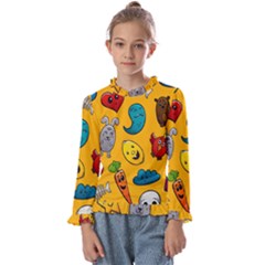 Graffiti Characters Seamless Ornament Kids  Frill Detail Tee