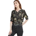 Grunge Seamless Pattern With Skulls Quarter Sleeve Blouse View1