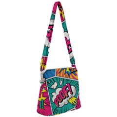 Comic Colorful Seamless Pattern Zipper Messenger Bag