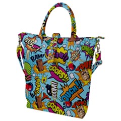 Comic Elements Colorful Seamless Pattern Buckle Top Tote Bag