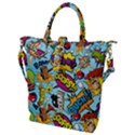 Comic Elements Colorful Seamless Pattern Buckle Top Tote Bag View1