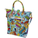 Comic Elements Colorful Seamless Pattern Buckle Top Tote Bag View2