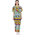 Comic Elements Colorful Seamless Pattern Batwing Lightweight Chiffon Jumpsuit View1